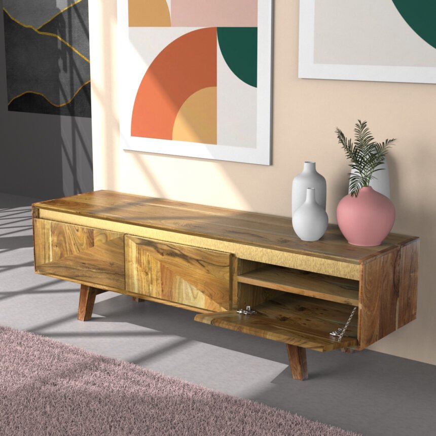 Wooden Tv Unit for Living Room & Bedroom (Rustic Finish) - Furniture Online