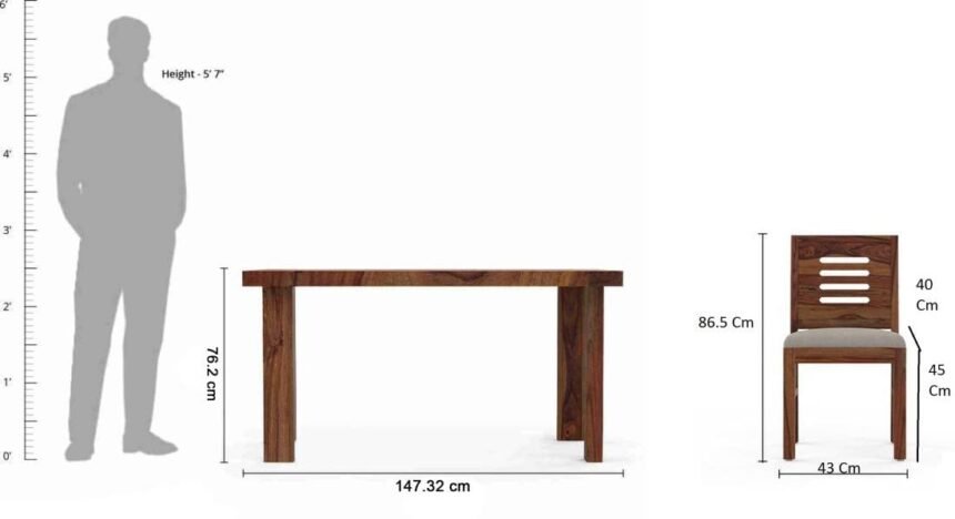 Solid Sheesham Wood 6 Seater Dining Table Set for Home (Natural Finish ...