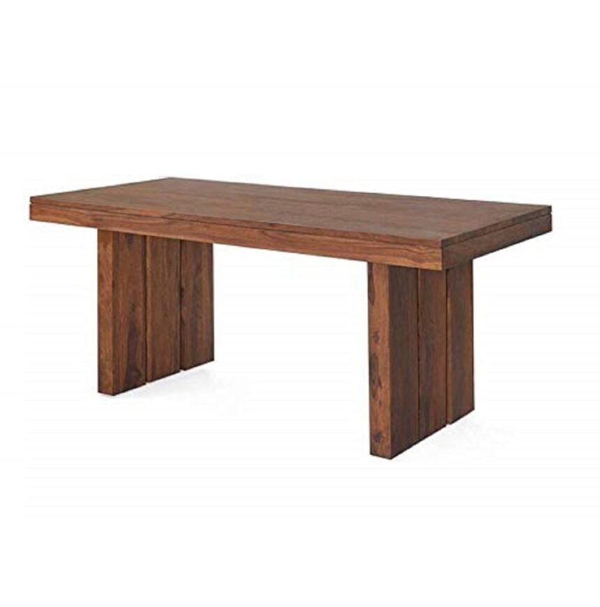 Solid Sheesham Wood Dining Table 6 Seater Set with Bench for Dining ...